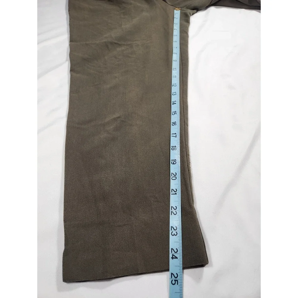 TOPSHOP Womens Army‎ Green Cropped Belted Trouser Pants with Pockets Size 8